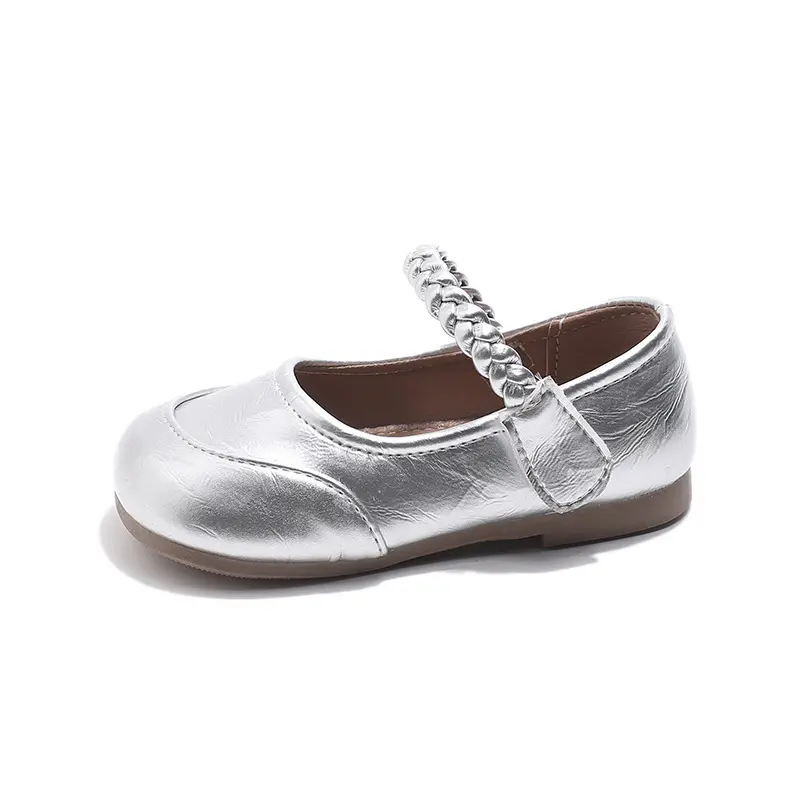 2025 Spring New Children Leather Shoes for Girls Fashion Korean Style Soft Anti-slippery Versatile Chic Ballet Elegant Flats