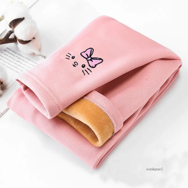 New Fashion Four Seasons Girls Kids Pants Children's leggings Cotton Velvet Elastic Waist Warm Legging 2-8 Years Girls Trousers