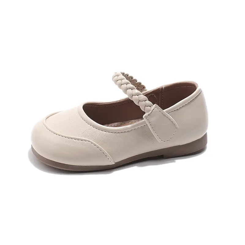 2025 Spring New Children Leather Shoes for Girls Fashion Korean Style Soft Anti-slippery Versatile Chic Ballet Elegant Flats