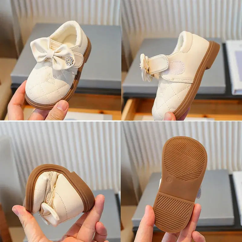 Girl Shoe Autumn Winter Plush Child Leather Shoe Warm Mary Jane Shoes Soft Soled Child Shoes Non Slip Sneakers Girl Zapatos Niña