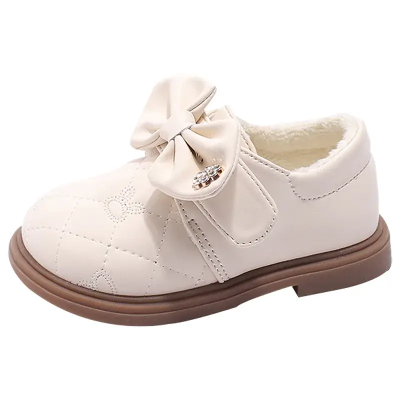 Girl Shoe Autumn Winter Plush Child Leather Shoe Warm Mary Jane Shoes Soft Soled Child Shoes Non Slip Sneakers Girl Zapatos Niña