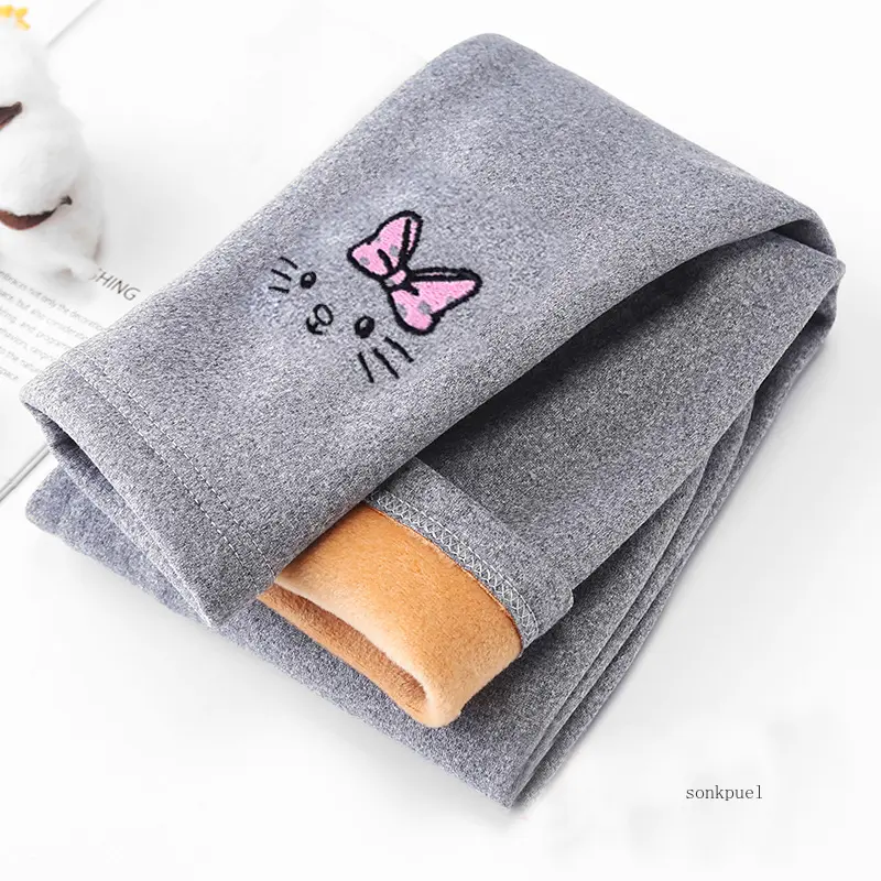 New Fashion Four Seasons Girls Kids Pants Children's leggings Cotton Velvet Elastic Waist Warm Legging 2-8 Years Girls Trousers
