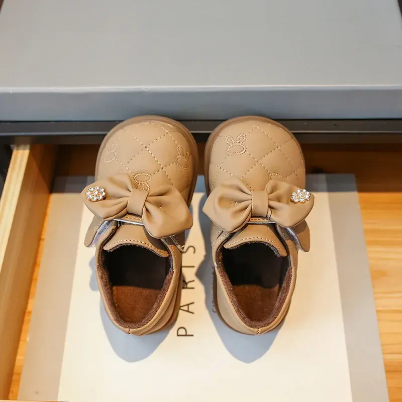 Girl Shoe Autumn Winter Plush Child Leather Shoe Warm Mary Jane Shoes Soft Soled Child Shoes Non Slip Sneakers Girl Zapatos Niña