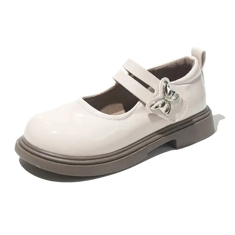 Kids Leather Shoe Glossy PU Black Shoes for Girls New School Versatile Children's Causal Princess Thick Bottom Mary Jane Shoes