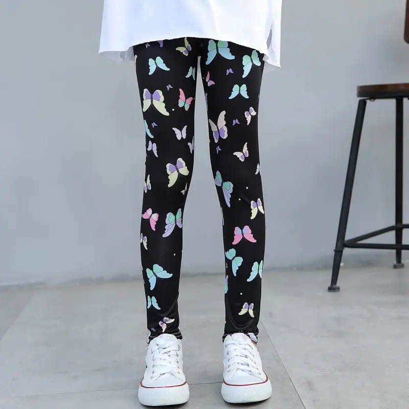 Girls Leggings Spring Autumn Thin Children's Stretch Printed Pants Korean Fashion Children Pants Summer Clothing 2-12Y