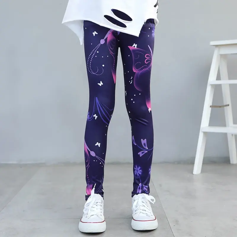 Girls Leggings Spring Autumn Thin Children's Stretch Printed Pants Korean Fashion Children Pants Summer Clothing 2-12Y
