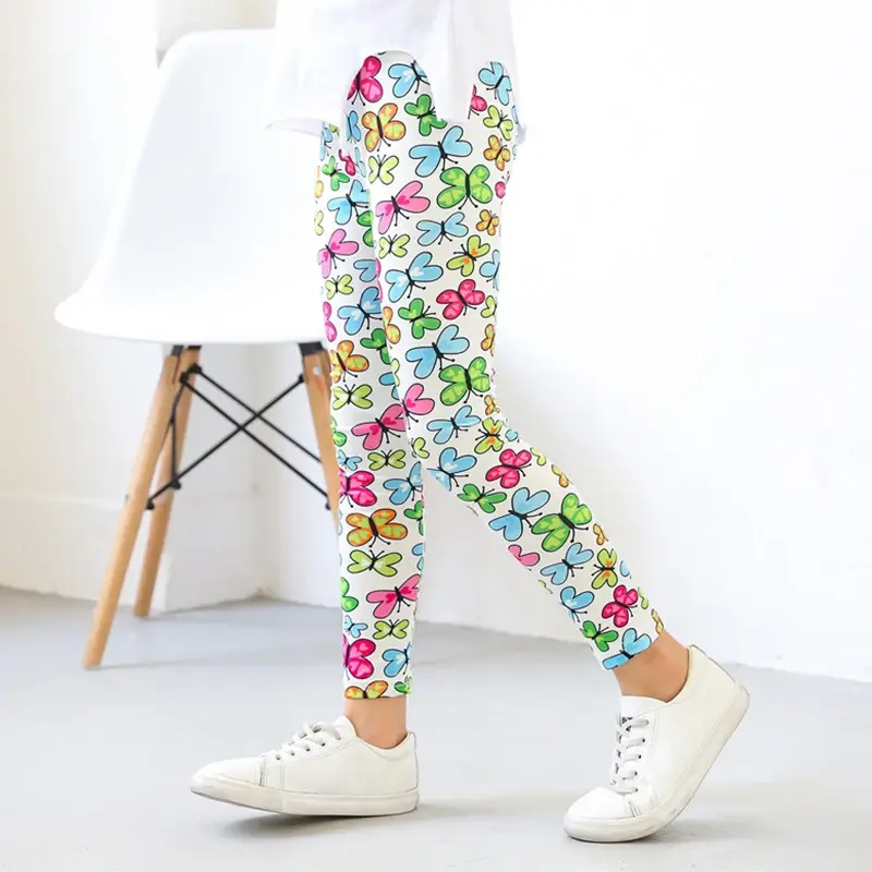 Girls Leggings Spring Autumn Thin Children's Stretch Printed Pants Korean Fashion Children Pants Summer Clothing 2-12Y