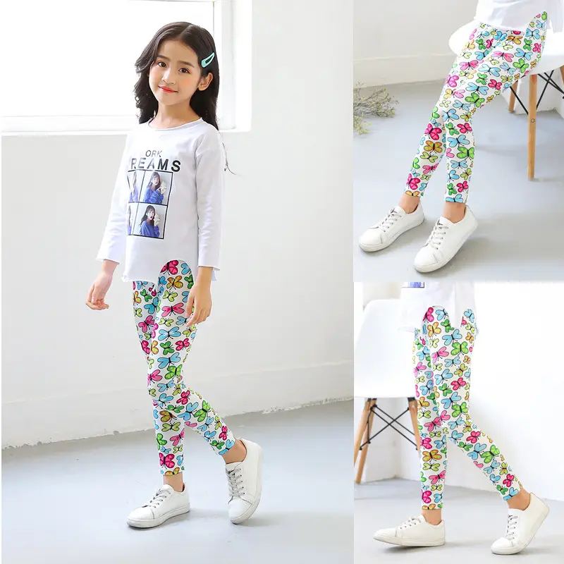Girls Leggings Spring Autumn Thin Children's Stretch Printed Pants Korean Fashion Children Pants Summer Clothing 2-12Y