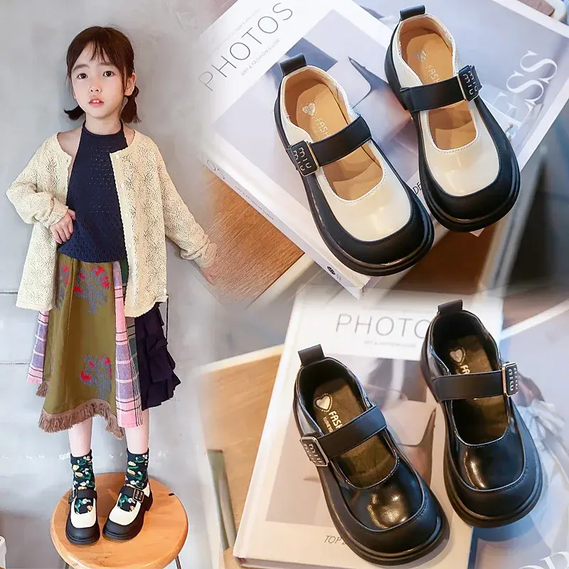 Stylish Women's Children's Leather Shoes With Soft Bottom And Princess Style Design Autumn 2023 New Arrival Rubber Sole Shoes
