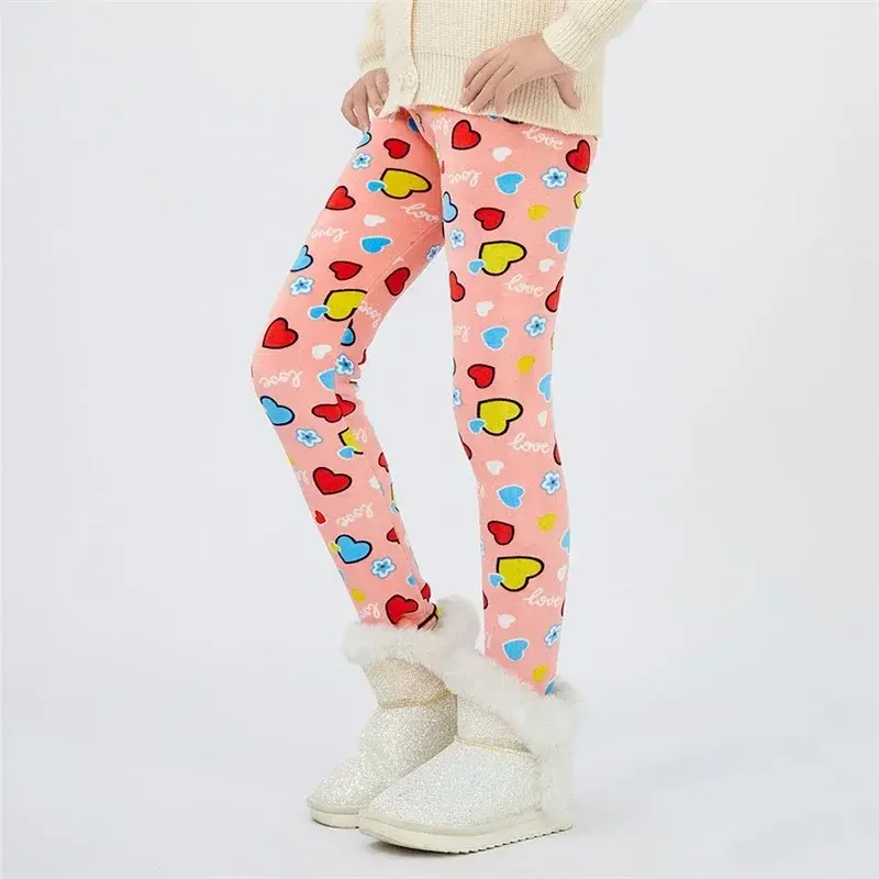 4-13Y Girls Pants Autumn Winter Children Trousers Warm Leggings Thicken Velvet Print Kids Pants Baby Girl Keep Warm Legging
