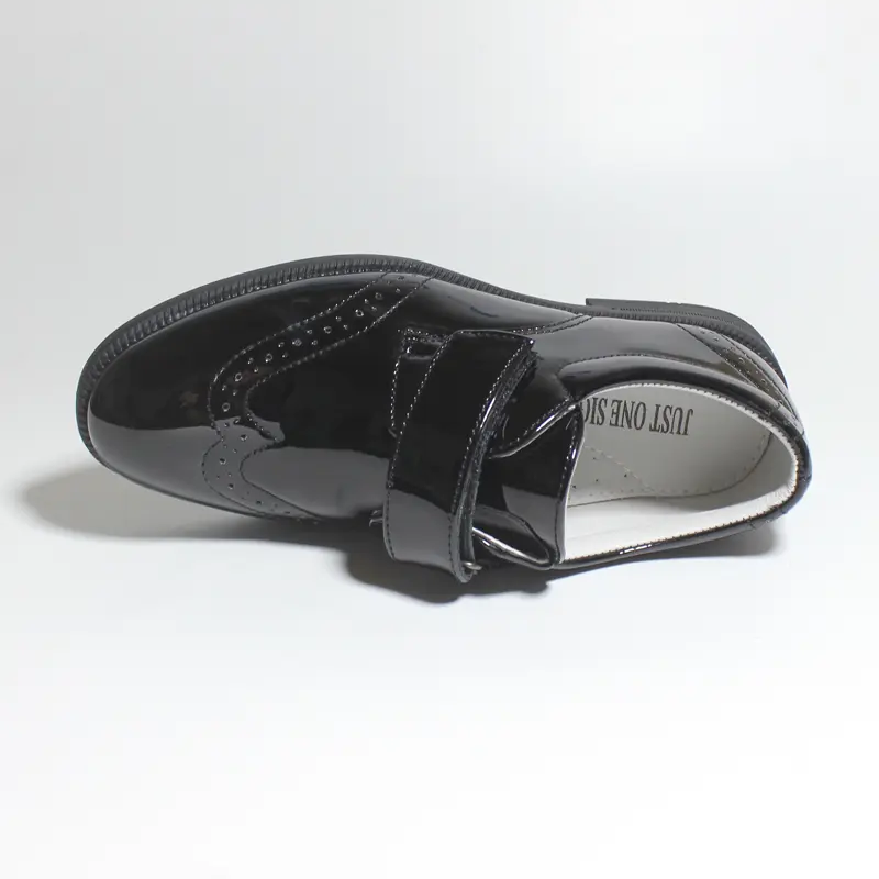 New Fashion Boys Patent Dress Shoes Classic Brogue Black Hook Loop Formal Footwear Kids Comfortable PU Leather Shoes