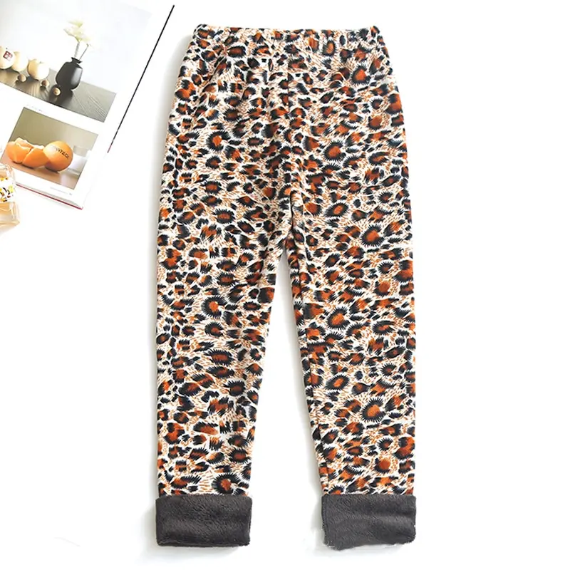 Thicked Velvet Kids Girls Pants Printing Slim Toddler Girl Leggings for Autumn Winter Warm Trousers