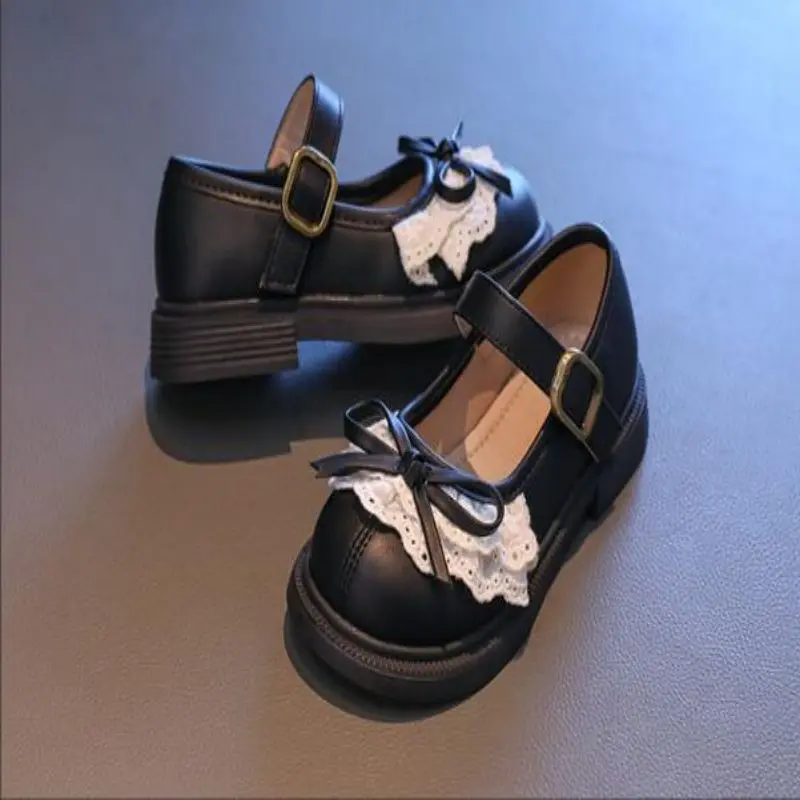 26-36 Children's Princess Shoes New Spring Autumn Girls' Baby Bow Real Leather Flat Heels Middle And Big Children's Casual Shoes