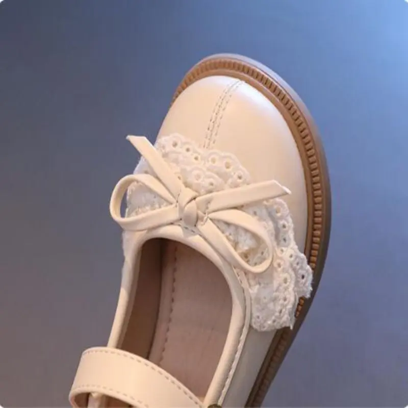 26-36 Children's Princess Shoes New Spring Autumn Girls' Baby Bow Real Leather Flat Heels Middle And Big Children's Casual Shoes