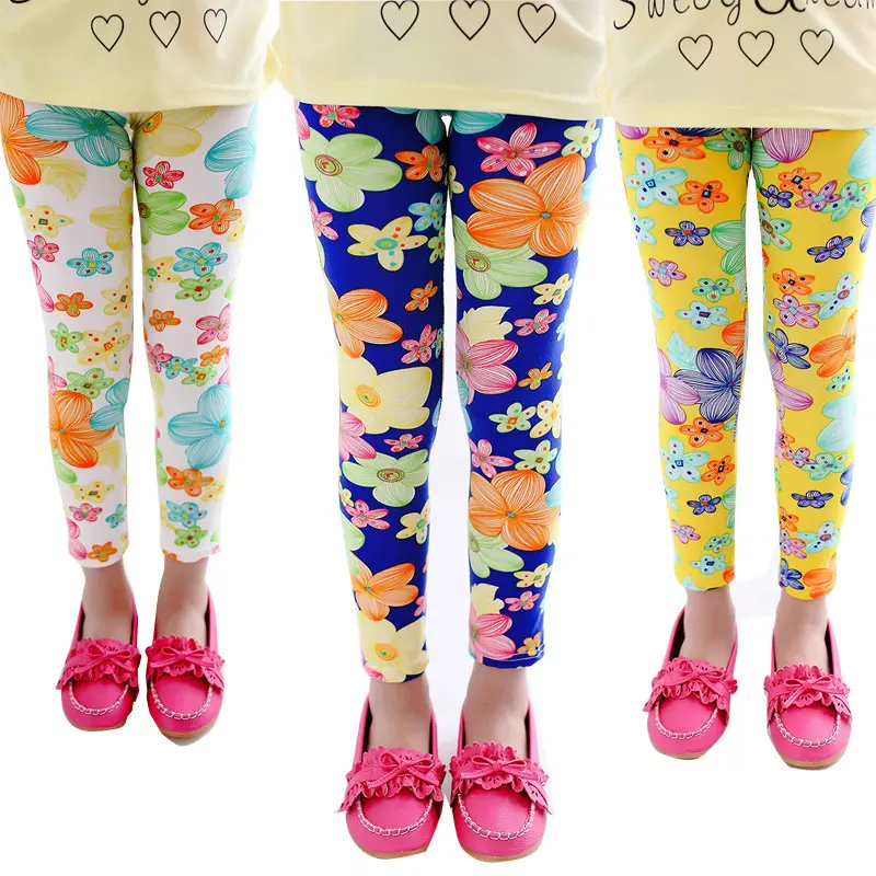 Children's pants Spring summer children's and girls' printed milk silk leggings