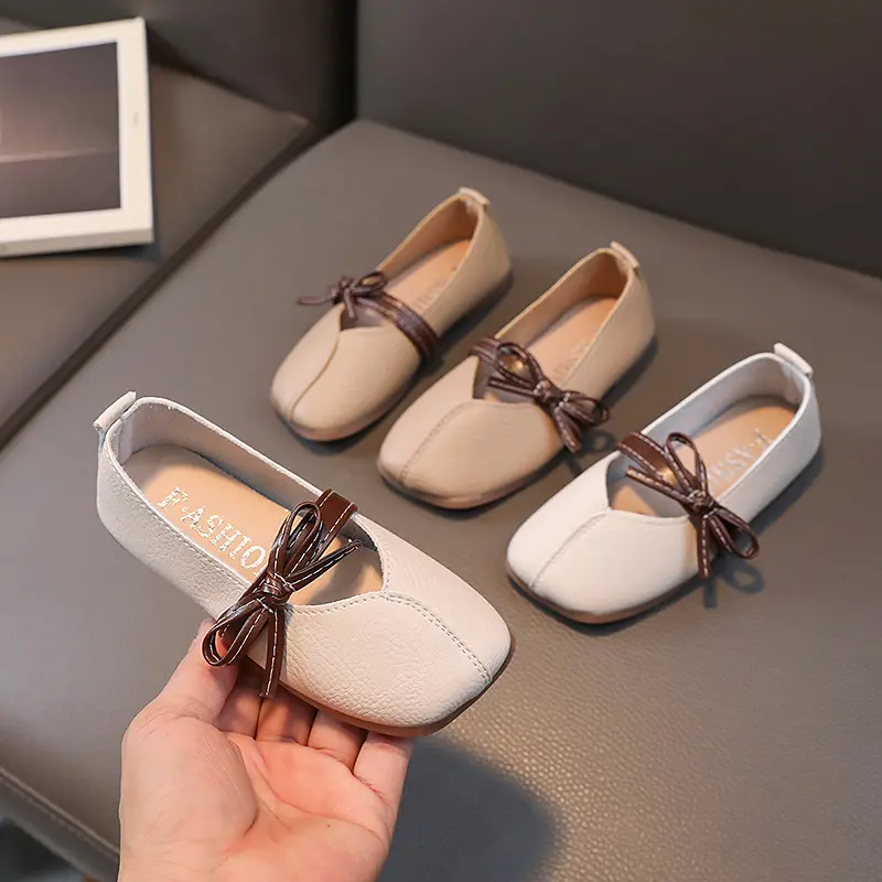 Girls' Leather Shoes Fashion Children Bow Soft Comfortable Flat Single Shoes Students Baby Casual Shoes Spring Autumn New H698