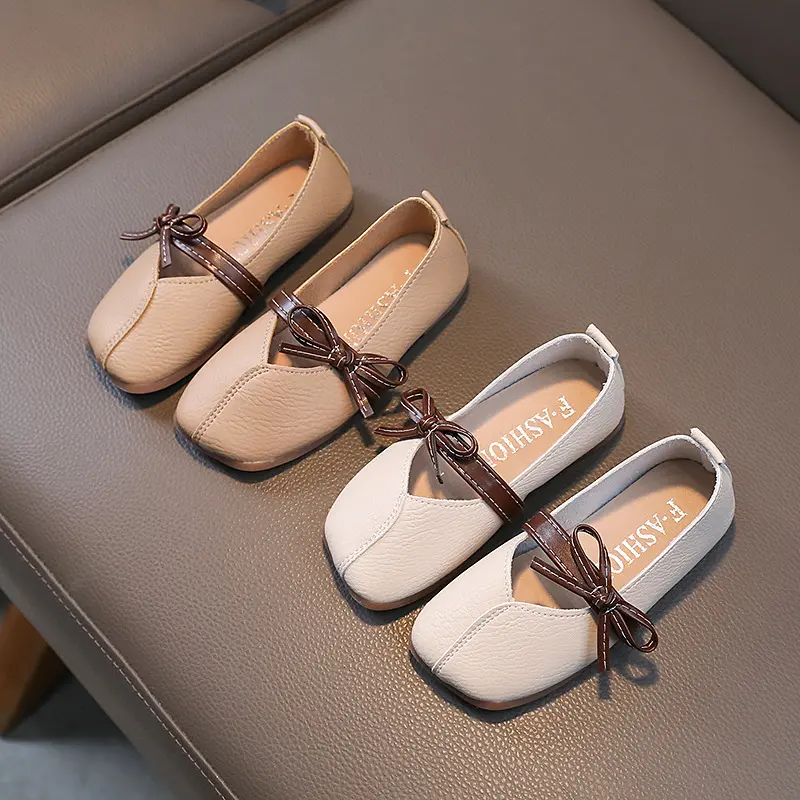 Girls' Leather Shoes Fashion Children Bow Soft Comfortable Flat Single Shoes Students Baby Casual Shoes Spring Autumn New H698