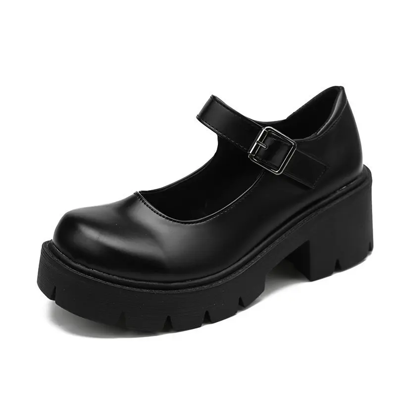 Japanese Spring/Summer Jk Uniform Lolita Shoe Platform Student Mary Jane High Heel Vintage English Style Women Leather Shoes