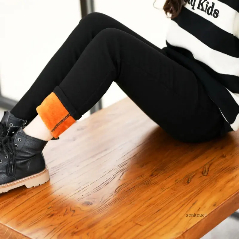 Girls Leggings Winter Kids Thick Velvet Leggings Pencil Pants Children Warm Trousers Baby Cotton Legging Slim Pants 4-12Y