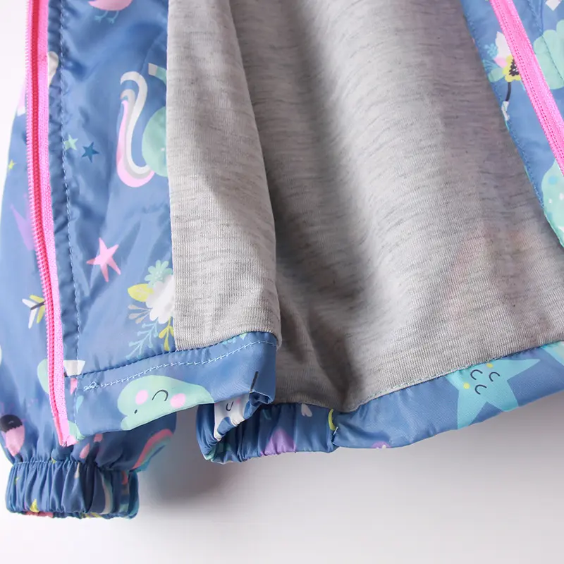 Spring Jacket for Girls Coats Hooded Unicorn Rainbow Pattern Baby Girls Clothes Outerwear Kids Windbreaker Autumn Girls Jackets