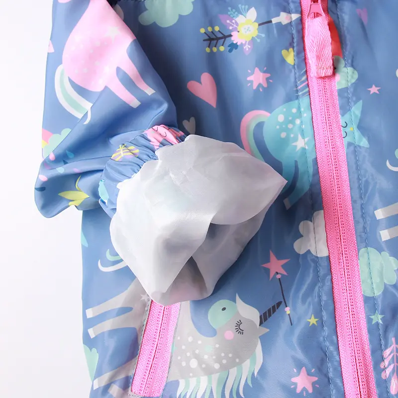 Spring Jacket for Girls Coats Hooded Unicorn Rainbow Pattern Baby Girls Clothes Outerwear Kids Windbreaker Autumn Girls Jackets