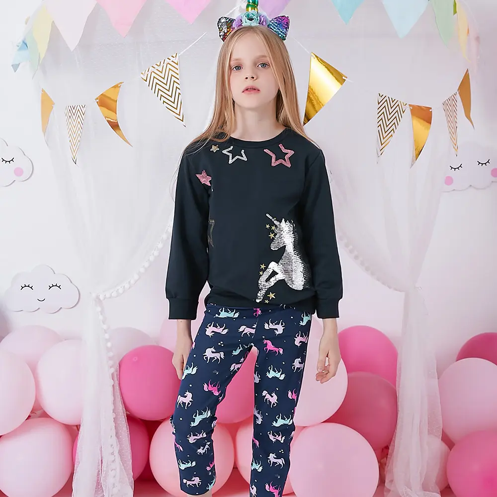 VIKITA Girls Unicorn Leggings Kids Cotton Casual Sports Trousers Tights Pants for Girls Cartoon Skinny Leggings Girl's Pants