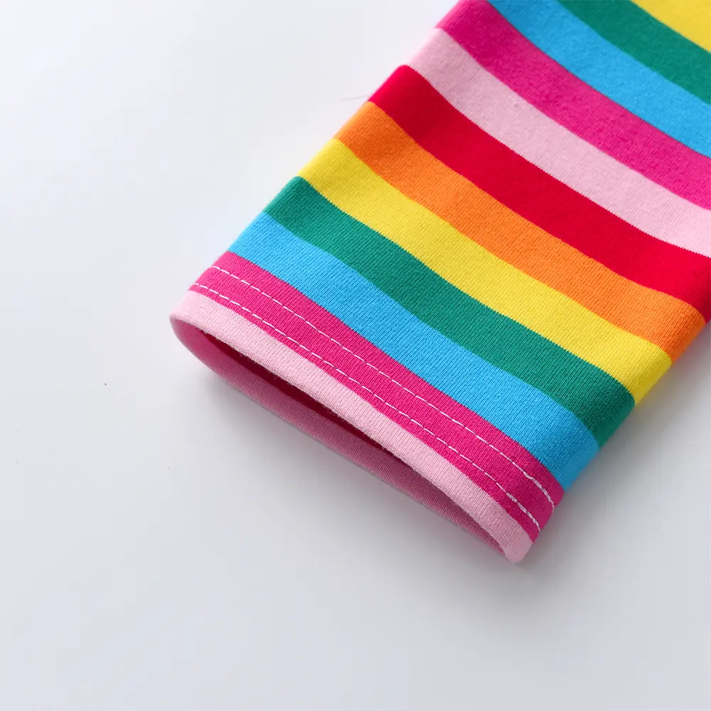 DXTON Children Leggings Rainbow Girls Pants Winter Skinny Leggings for Girls Toddler Striped Pants Girls Pencil Pants 2-8 Years