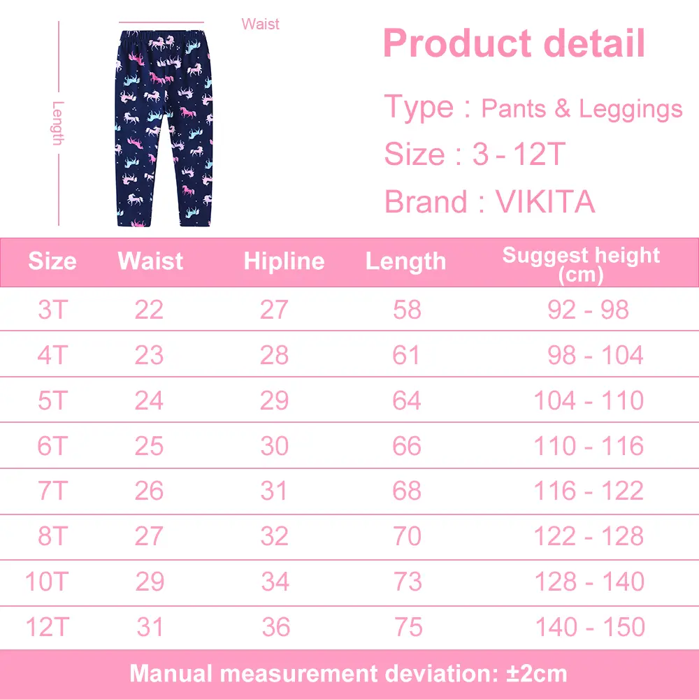 VIKITA Girls Unicorn Leggings Kids Cotton Casual Sports Trousers Tights Pants for Girls Cartoon Skinny Leggings Girl's Pants