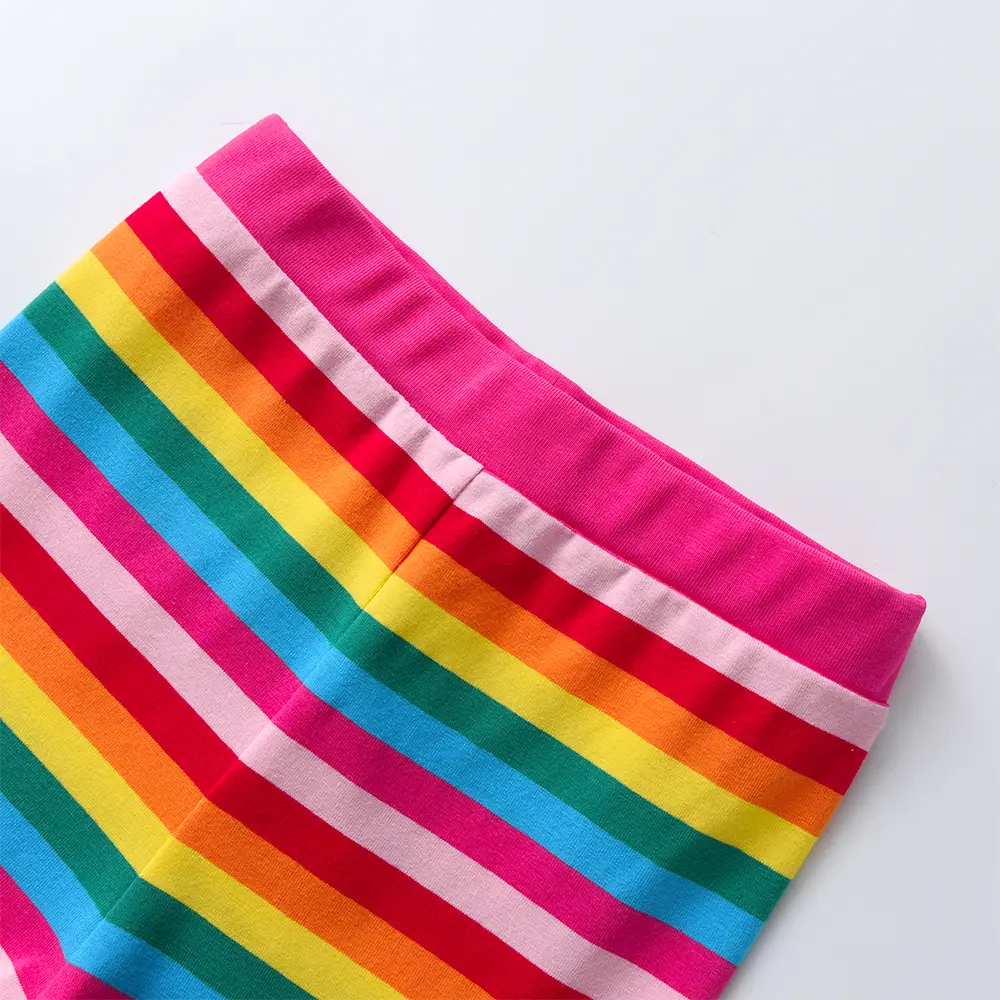DXTON Children Leggings Rainbow Girls Pants Winter Skinny Leggings for Girls Toddler Striped Pants Girls Pencil Pants 2-8 Years