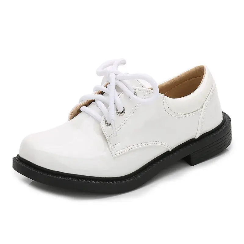 Children's Leather Shoes Non-slip Black Shoes for Boys Fashion Kids School Uniform Flat Shoes Breathable Versatile Glossy PU