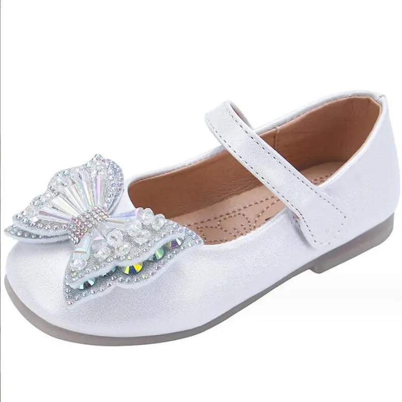 Children leather shoes girls black performance shoes autumn girls princess shoes white beans single shoes students flat shoes