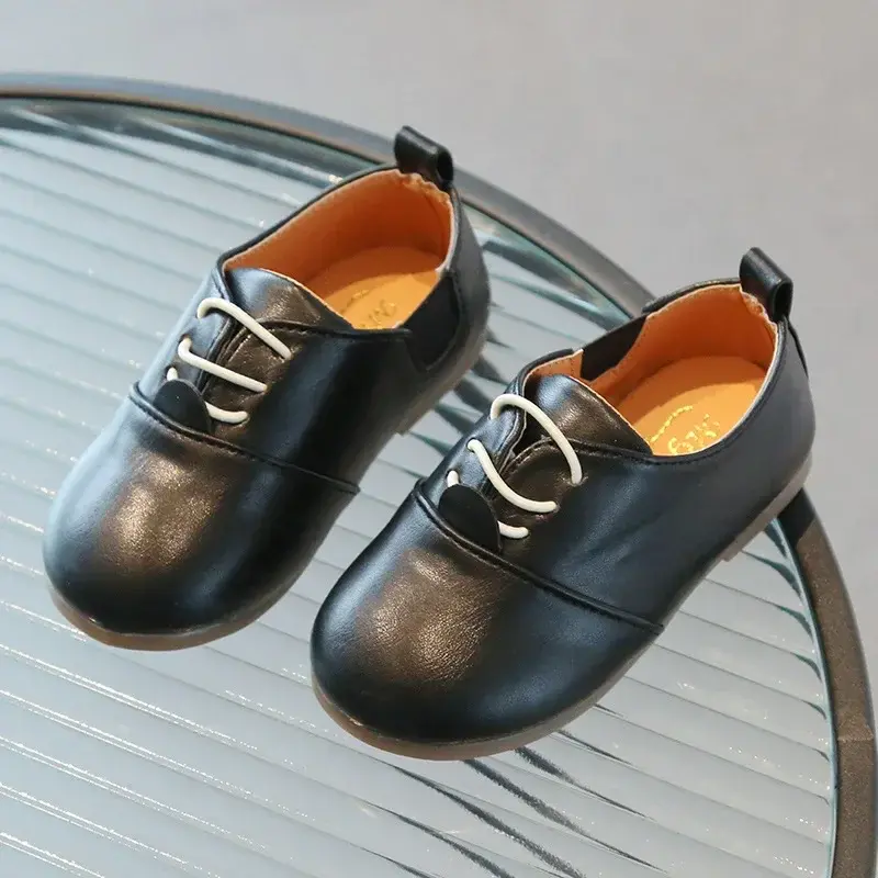 2025 Children Casual Shoes White Dress Shoes Girls Boys Soft Bottom Black Brown Kids Leather Shoes Kid Slip on Leather Shoes