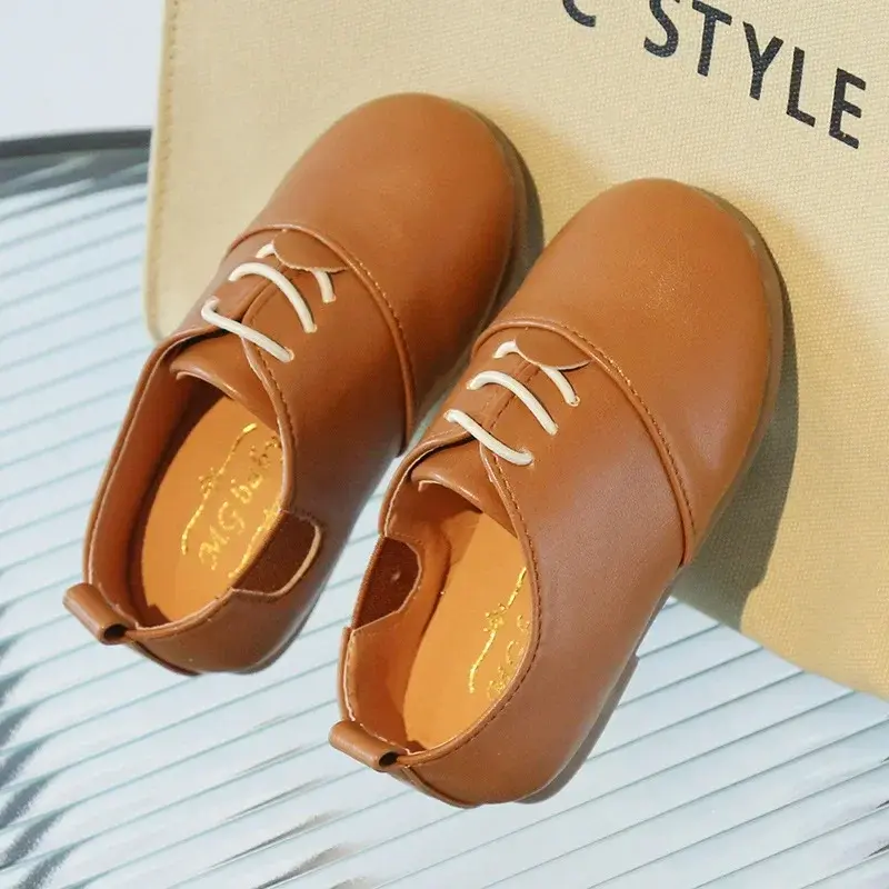 2025 Children Casual Shoes White Dress Shoes Girls Boys Soft Bottom Black Brown Kids Leather Shoes Kid Slip on Leather Shoes
