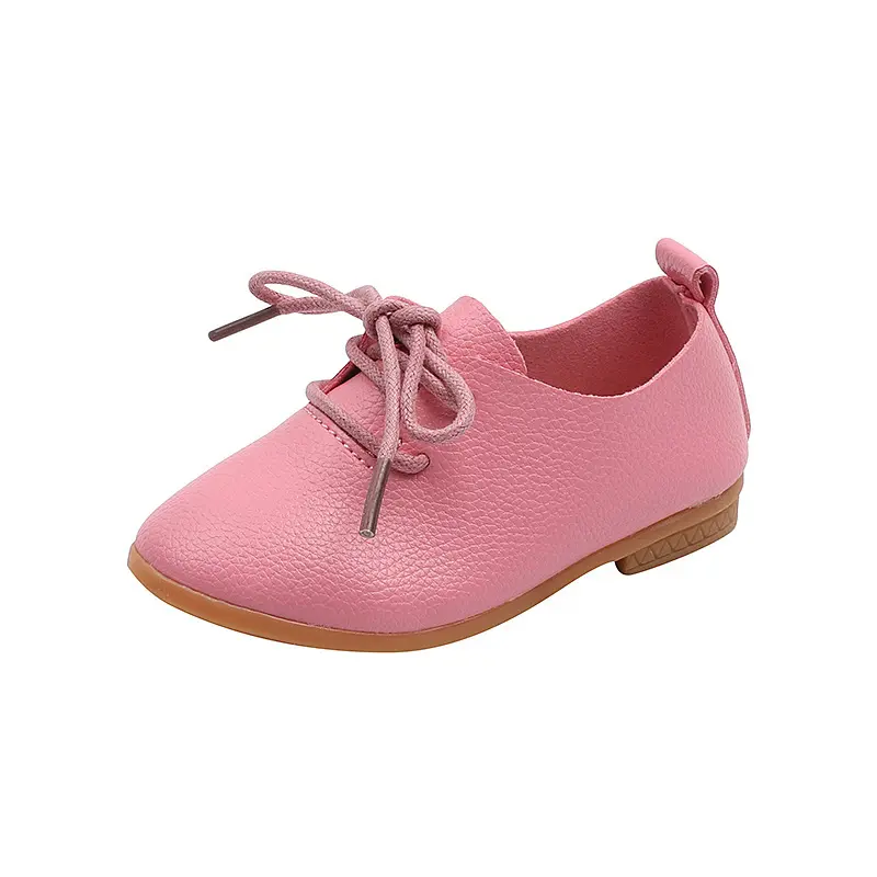 Korean version fashion girls small leather shoes British style lace up foreign-style low-top princess shoes kids outdoor breatha