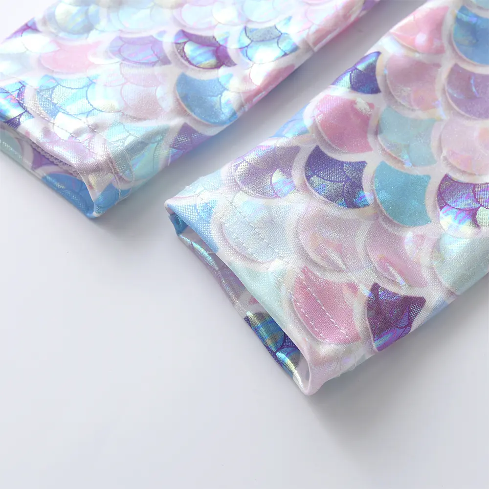 DXTON Children Leggings For Girls Skinny Pants Mermaid Printed Polyester Clothing Four Season Regular Toddler Casual Trousers