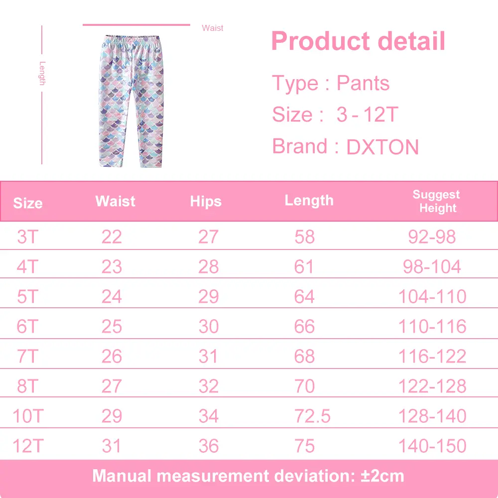 DXTON Children Leggings For Girls Skinny Pants Mermaid Printed Polyester Clothing Four Season Regular Toddler Casual Trousers