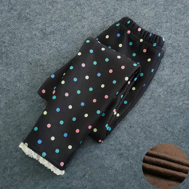Children's Pants  Autumn and Winter Clothes  Cartoon Printing Pants  Girls Stretch Plus Velvet Stretch Leggings To Keep Warm