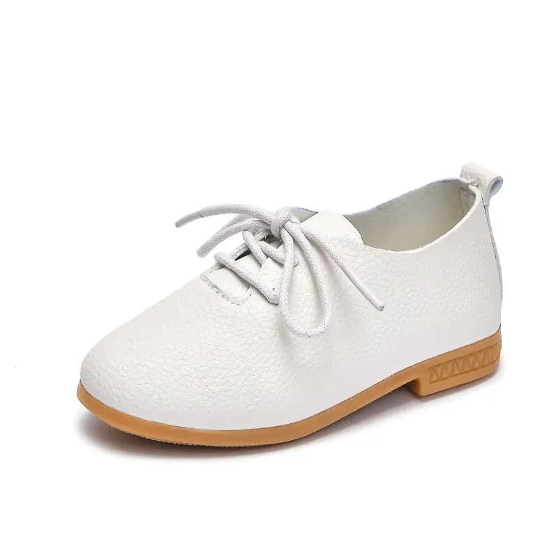Kids Flat Shoes Solid Color Matte PU British Style Children Leather Shoes Non-slip 2025 New Fashion Boys Girls Chic Shoes Soft