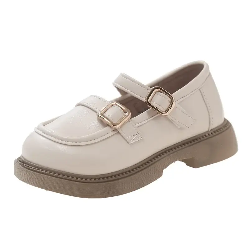 Classic Simple Kids Leather Shoes Versatile Black School Girl Shoes Soft Causal Children Fashion Mary Jane Shoes Thick Bottom
