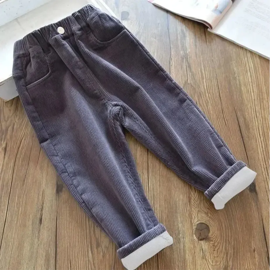 Girls Corduroy Pants Winter Warm Fleece-Lined Thickened Trousers 2025 New Design Fashionable Cold-Weather Clothing for Ages 2-8