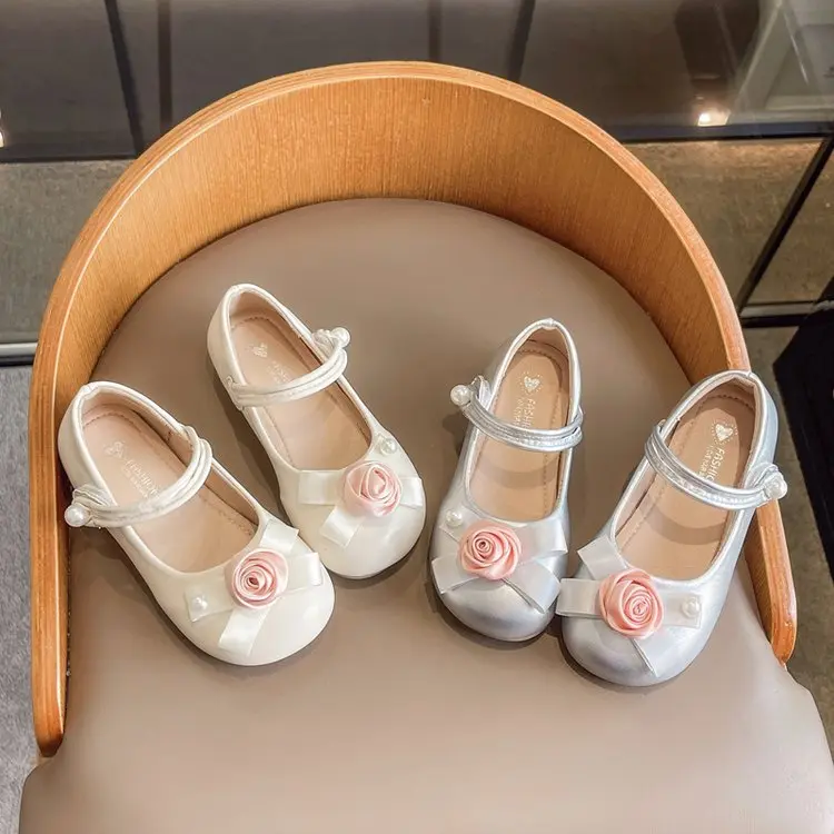 Chic Kids Leather Shoe for Wedding Party Fashion Sweet Girl Princess Shoes Causal Versatile Children's Flats Spring Autumn New
