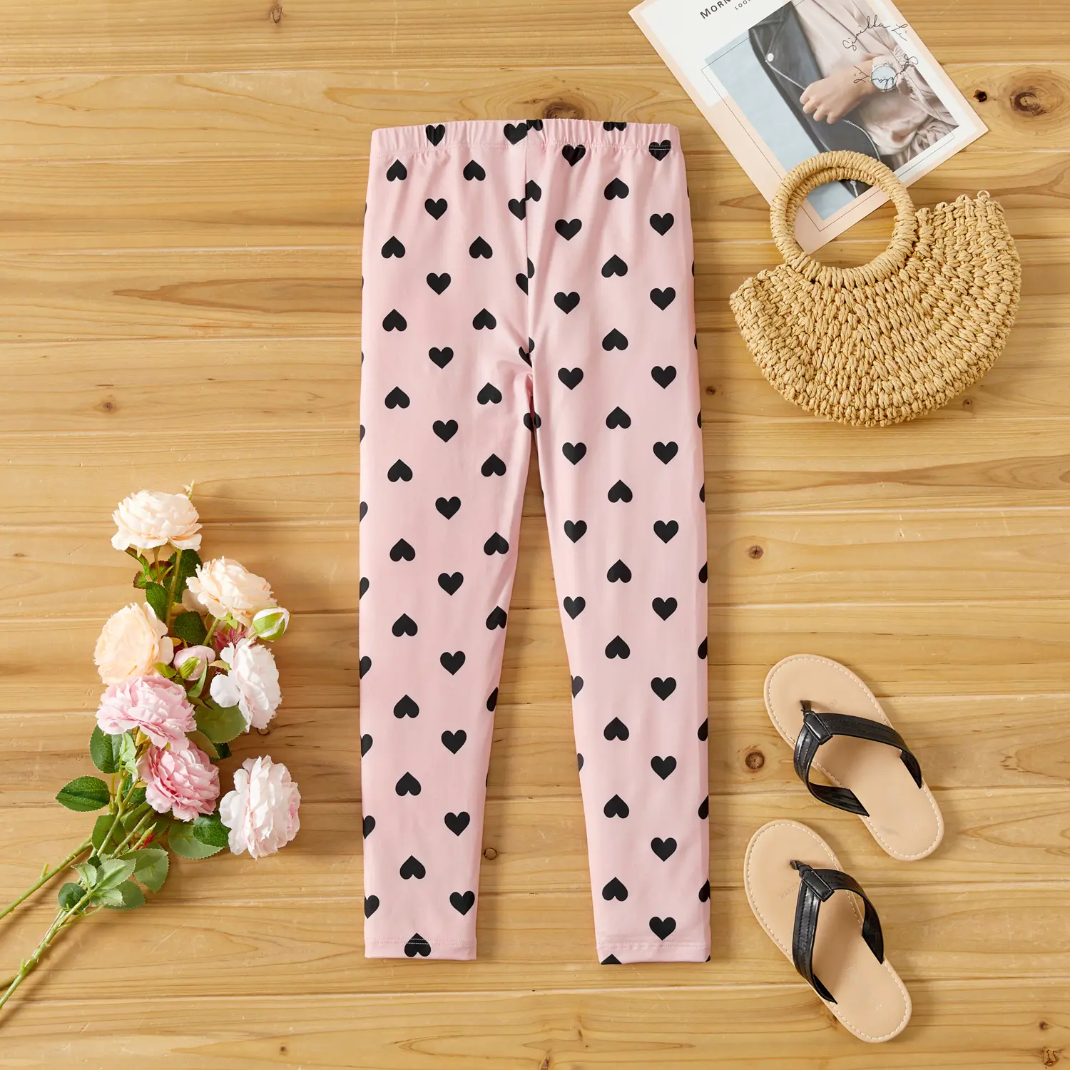 PatPat Eco-friendly RPET Fabric Toddler/Kid Girl Heart Print/Polka dots Elasticized Leggings