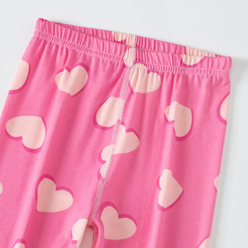 2/4 Pcs Children's Mix And Match Love Printed Leggings Girls Casual Joker Slim 9 Pants Fashion Elastic Waist Valentine's Day Pan