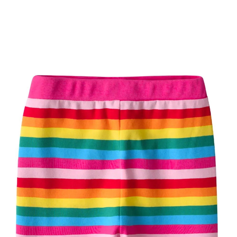 DXTON Girls Rainbow Striped Trousers Kids Cotton Casual Leggings and Pants Girls Tights Pencil Pants Children Clothing 2-12 Yrs