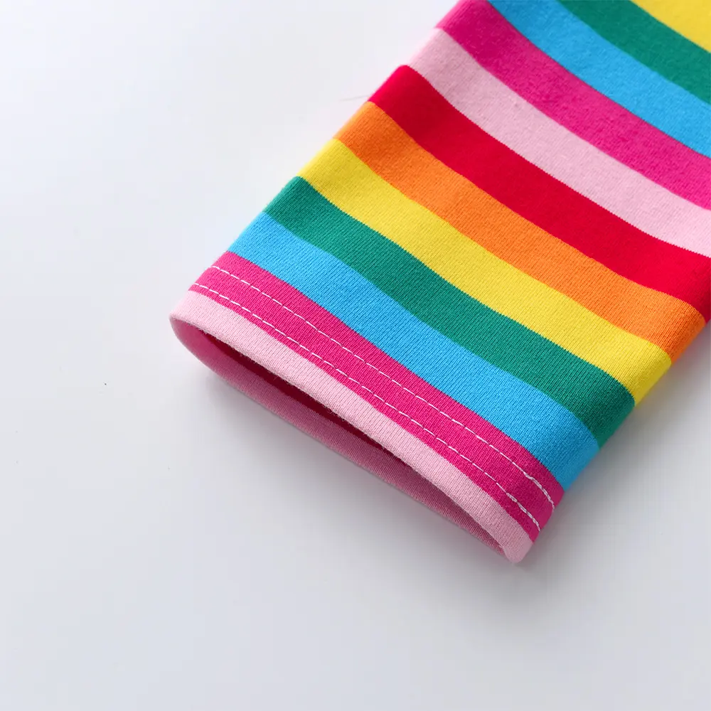 DXTON Girls Rainbow Striped Trousers Kids Cotton Casual Leggings and Pants Girls Tights Pencil Pants Children Clothing 2-12 Yrs