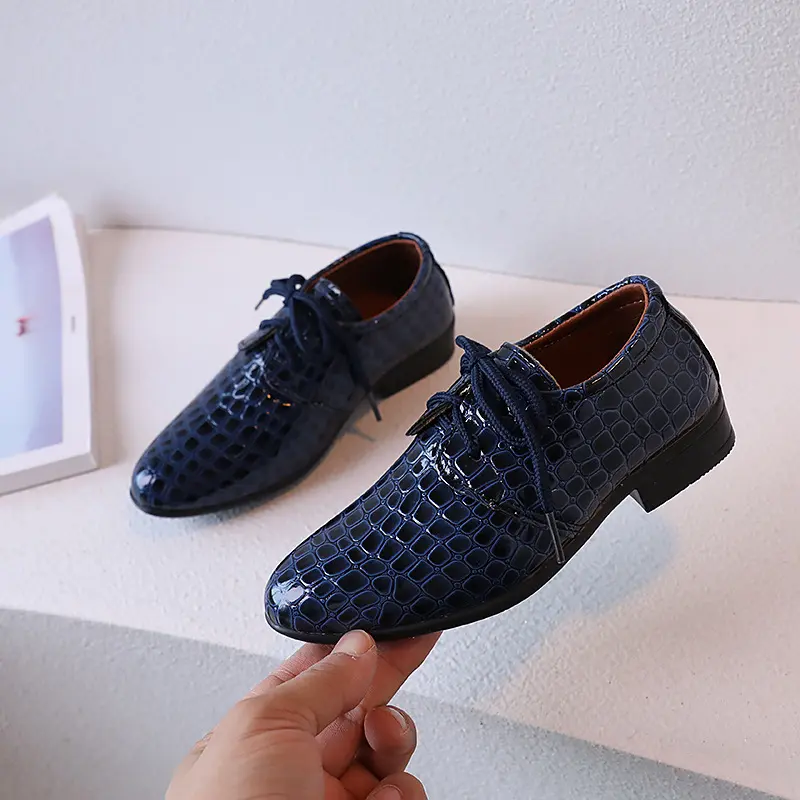 Boys Pointed Leather Shoes British Style Boys' Shoes Primary School Children's Dress Fashion Performance Shoes for Catwalk Party