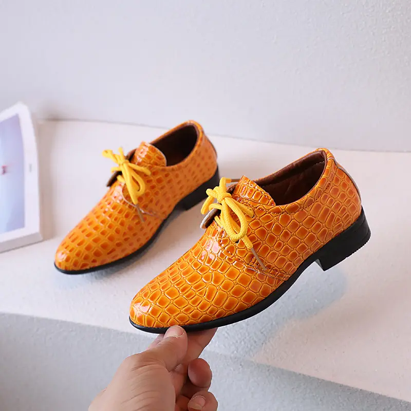 Boys Pointed Leather Shoes British Style Boys' Shoes Primary School Children's Dress Fashion Performance Shoes for Catwalk Party