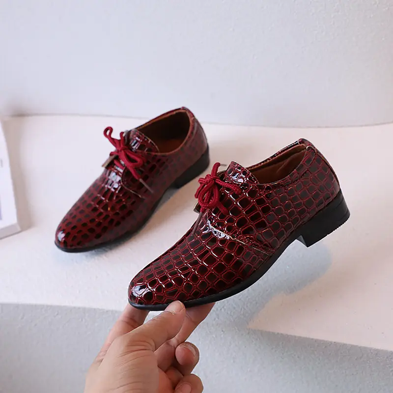 Boys Pointed Leather Shoes British Style Boys' Shoes Primary School Children's Dress Fashion Performance Shoes for Catwalk Party
