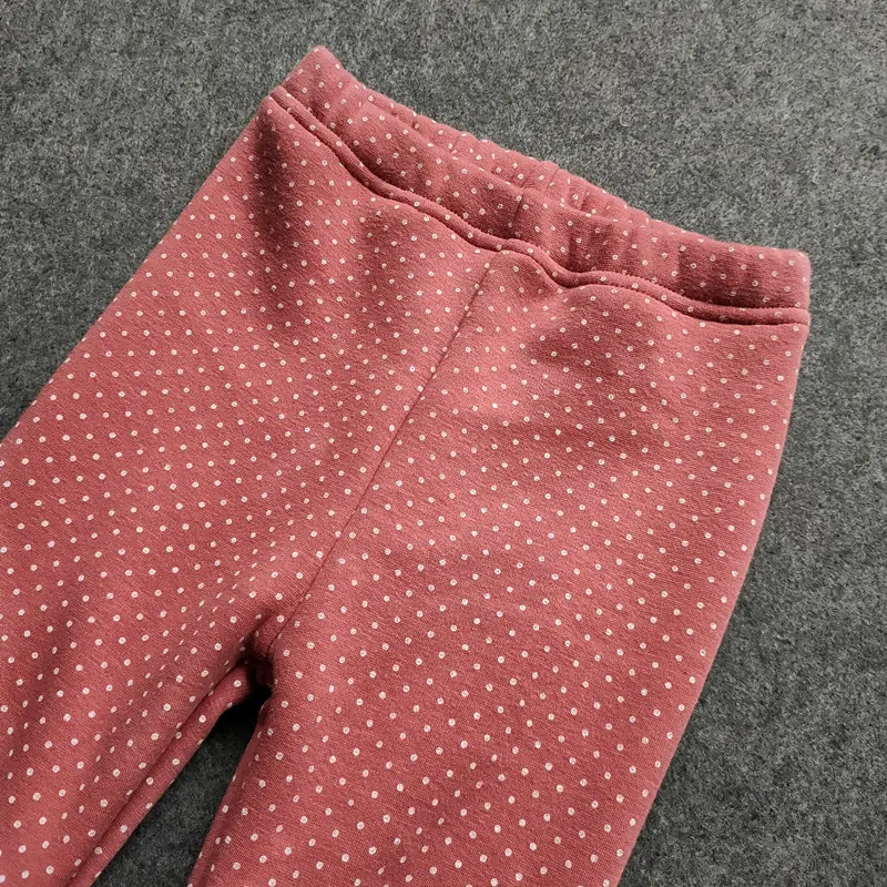 Thickened Warm Children's Pants With Polka Dot Print for Autumn Winter Girls