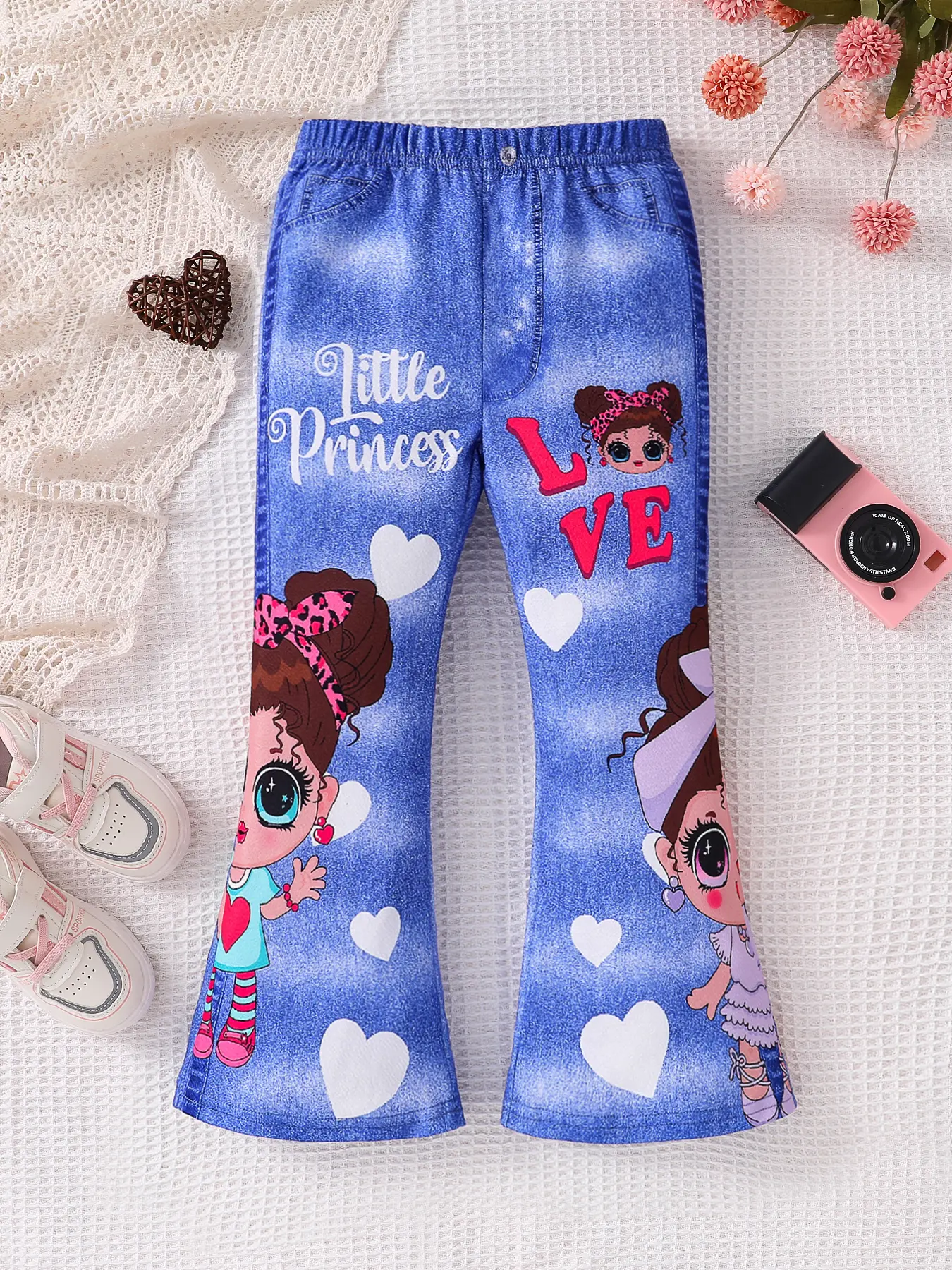 Children's clothing, children's pants, autumn clothing, girls' 2024 fashion single piece printed casual pants